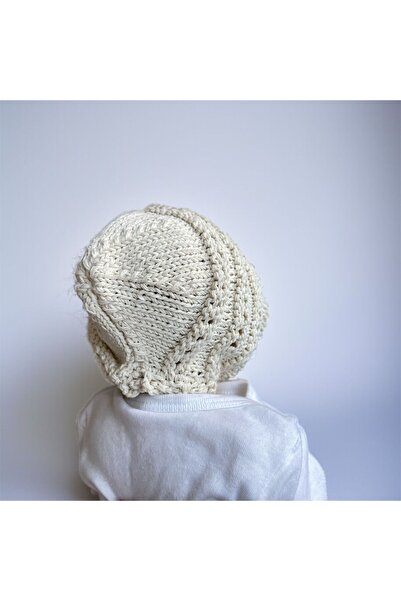 The Cloudish Shop El Örgüsü Örme Laura Lora Bebek Beresi - Şapka Bonnet Merserize Krem