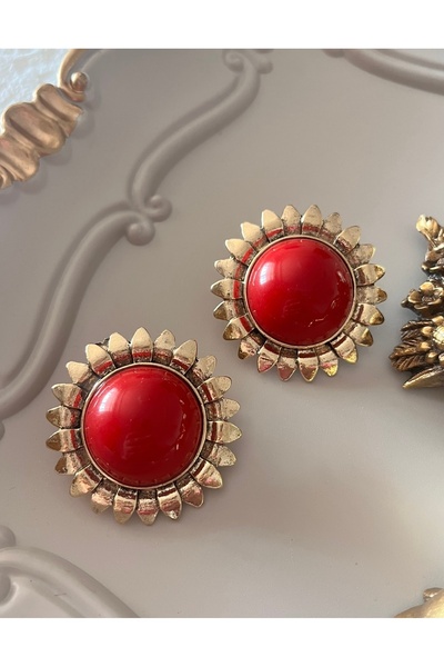 AKA DESIGN نموذج العلامة التجارية أقراط الشمس الحمراء
