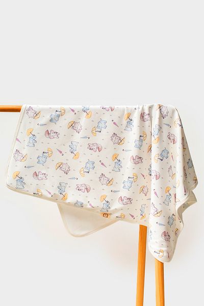 MAHFEL 100% Cotton Organic Elephant Printed Baby Kids Blanket