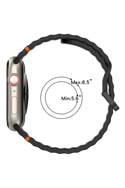 bbtech Silicone Band for Apple Watch 6/7/8/9/10/Se/Ultra 38 40 41 S10 42mm Compatible Orange Blue Det Wave Design