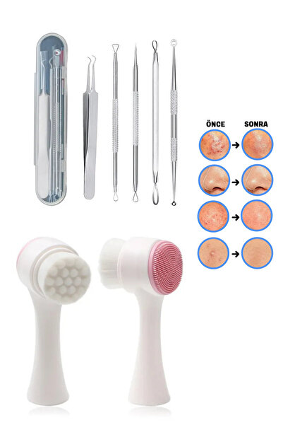 MİNGODAN Cilt Bakım Seti 5'Li Siyah Nokta Temizleyici Komedon Gümüş Renk + Ci...