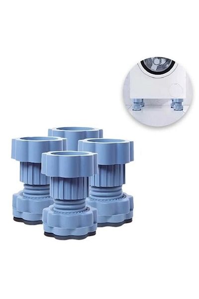 BREZIUM Set 4 anti-vibration feet for washing machine, adjustable 7.5-10 cm, Blue,