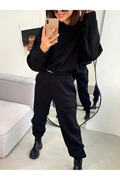 darkopia Σετ αθλητικών φούτερ Unisex Ανδρικά Γυναικεία χωρίς στάμπα Basic Printed Oversize 3 Thread Hooded