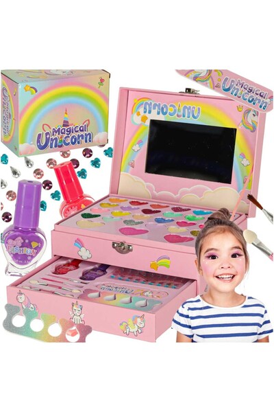 CIUPIGo Trusa Machiaj Copii CIUPIGo® cu Model Unicorn – Set Make-up si Manichiura, Non-Toxic, 5+ Ani