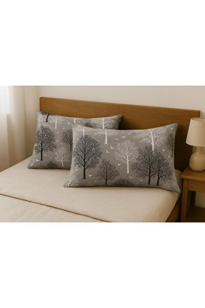 Mbcollection طقم غطاء وسادة منقوش من القطن مقاس 50 × 70 سم مكون من قطعتين
