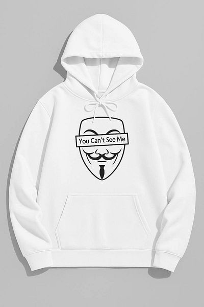 CLASSY.MODA Mask Patterned Hooded Sweatshirt