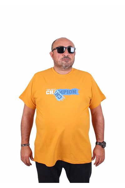 MocGrande Men's Plus Size Crew Neck T-Shirt Champion 25180 Mustard