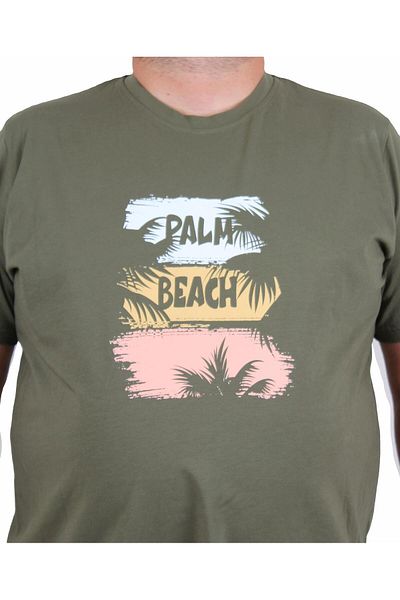 MocGrande Men's Plus Size Crew Neck T-Shirt Palm Beach 25188 Khaki