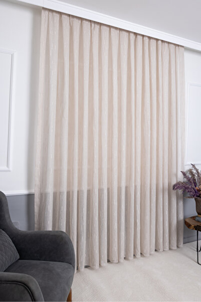 Payidar Keten Deniz Gri 1/3 Sık Pileli Ütü İstemez Kırışmaz Yeni Sezon Salon Oda Tül Perdesi