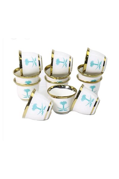 Generic Seven and Palm Green Coffee Cup Set, Medium, 12 Pieces