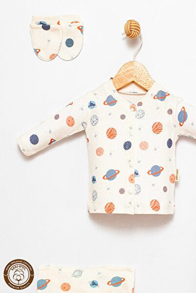 MAHFEL 100% Cotton Organic Planet Printed Newborn Hospital Discharge Set 5 Pieces