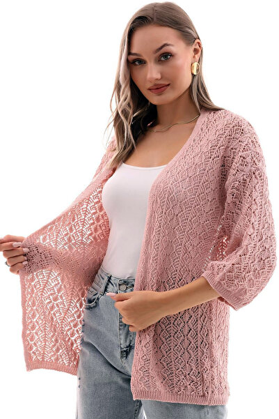 Yeslena Delikli V Yakalı Düşük Omuz Kapamasız Truvakar Kollu Günlük Rahat Tri...