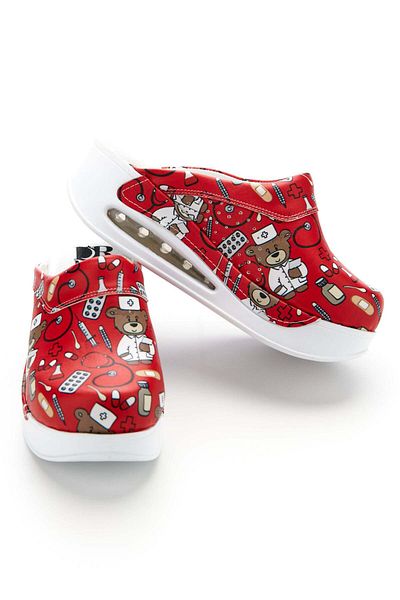 DRMOON Red Women's Orthopedic Medical Clogs Airmax Teddy Bear