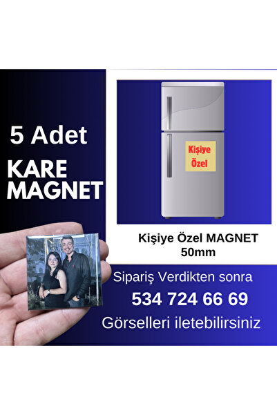 Tu&Se Candles Kare Magnet – 5li Paket – Kişiye Özel Fotoğraf Baskılı–