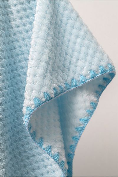 MAHFEL 100% Polar Jacquard Patterned 1St Class Baby & Kids Blanket Blue