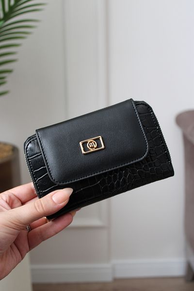 Mimoza Women's Two Compartment Zippered Wallet Crocodile Pattern