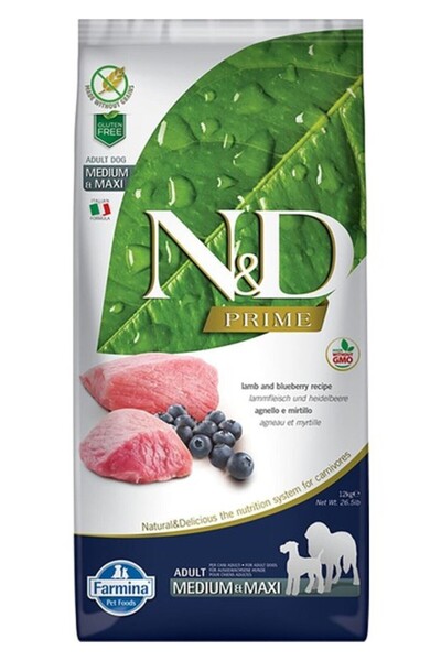 N&D Kuzu Etli Yaban Mersinli Tahılsız Medium Maxi Köpek Maması 12 kg