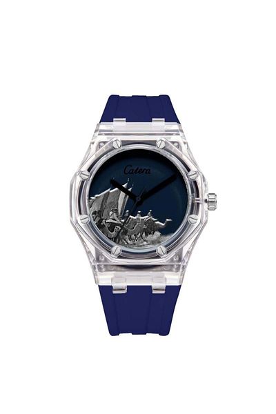 catera Men's watch, transparent, in navy blue