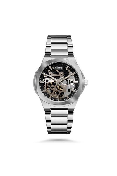 catera Men's Silver Open Dial Watch