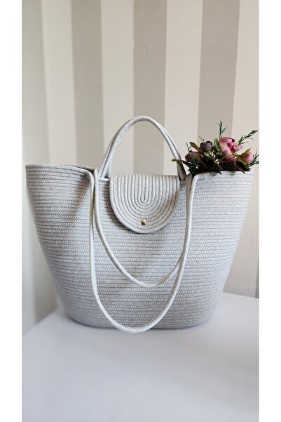 Yektayla Handmade Beach Bag,Gray Beach Bag,Shoulder Bag