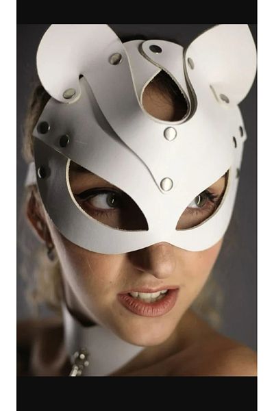 Sofya Passion Naughty Cat Ear Leather Look Leather Mask, Role Play Costume Accessory
