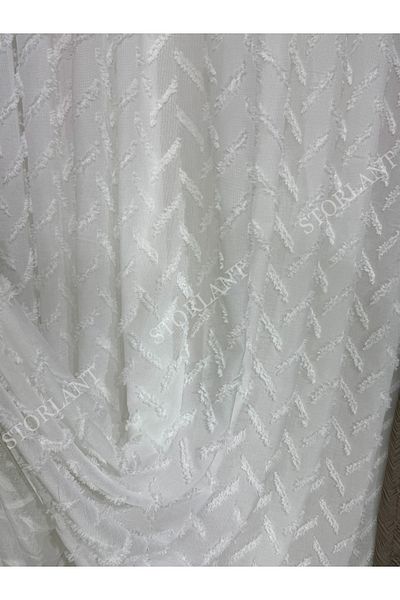 Storlant Puffy Herringbone Linen Tulle Curtain |   Heavy Weight, 1/3 Folded, No Ironing Required