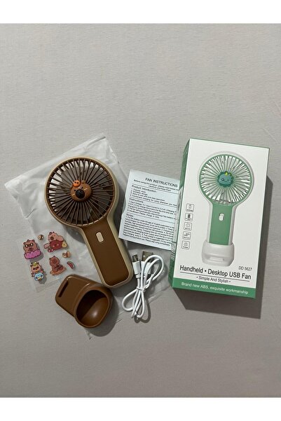 SOFT Sevimli Ayıcık Figürlü 3 Kademeli Mini Fan Şarjlı El Vantilatörü Taşınabilir Soğutucu