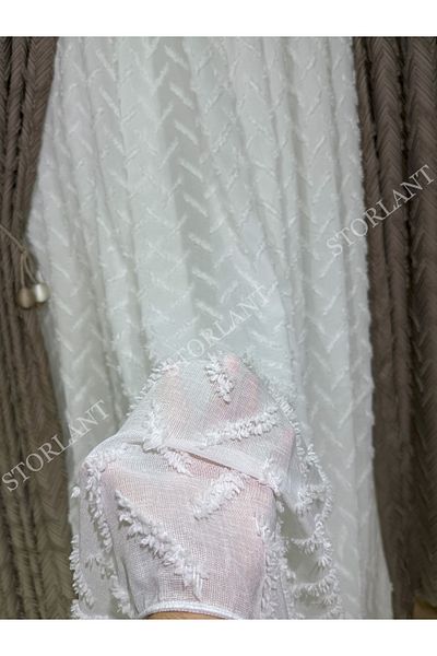 Storlant Puffy Herringbone Linen Tulle Curtain |   Heavy Weight, 1/3 Folded, No Ironing Required