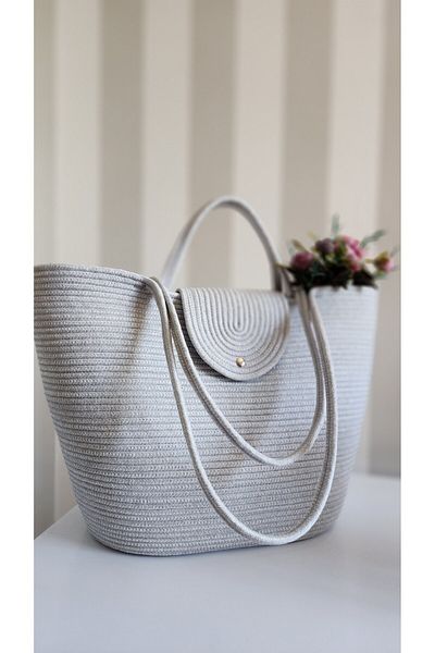 Yektayla Handmade Beach Bag,Gray Beach Bag,Shoulder Bag