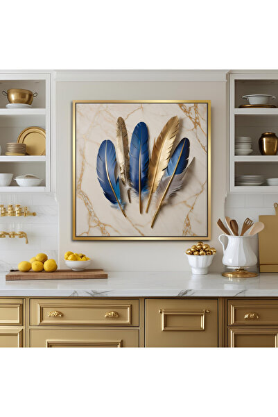 Markazip Altın Metal Çerçeveli Kanvas Tablo 90x90cm Kod: EYL63-K-A
