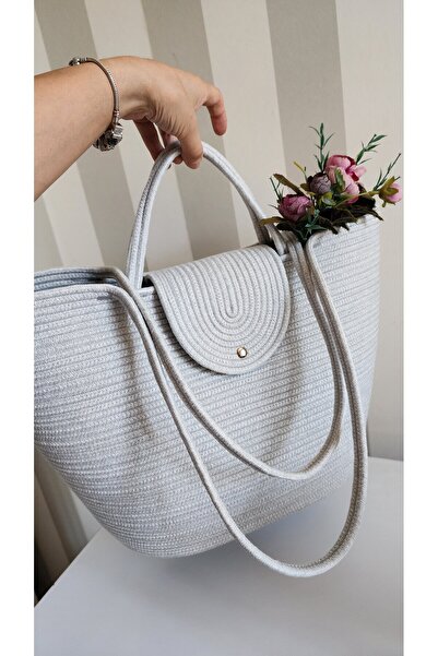 Yektayla Handmade Beach Bag,Gray Beach Bag,Shoulder Bag