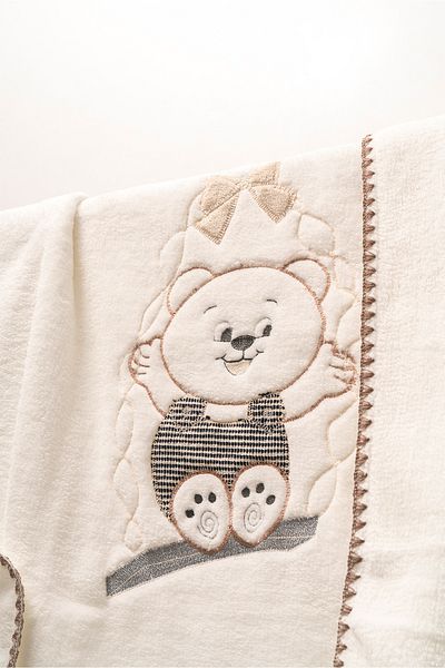 MAHFEL 100% Welsoft Thick Double Layer 1St Class Baby & Kids Blanket Ecru