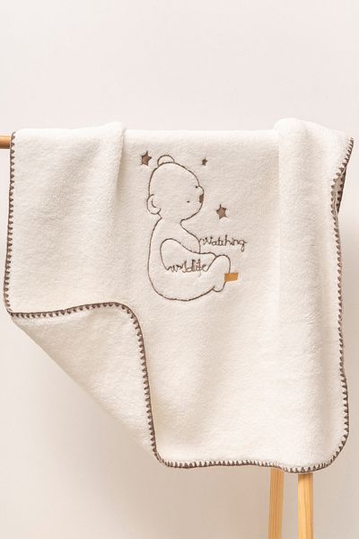 MAHFEL 100% Double Layer Fleece 1St Class Baby & Kids Blanket Ecru