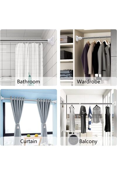 btm home 2 Metre Uzayan Teleskopik Boru Askılık – Ayaklı, Modern Gri Tasarım, Yer Kazandıran Organizer