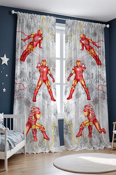 EVPANYA Triple Gray Demiradam Patterned Children's Baby Room Background Curtain (Single Wing Pricing)