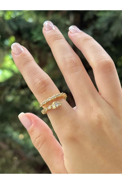 LioraeAtelier Altın Renk Taşlı Yılan Yüzük