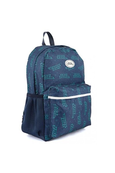 No Fear I Chose I Bought School Bag 03530 Dark Blue Green Printed Double Compartment