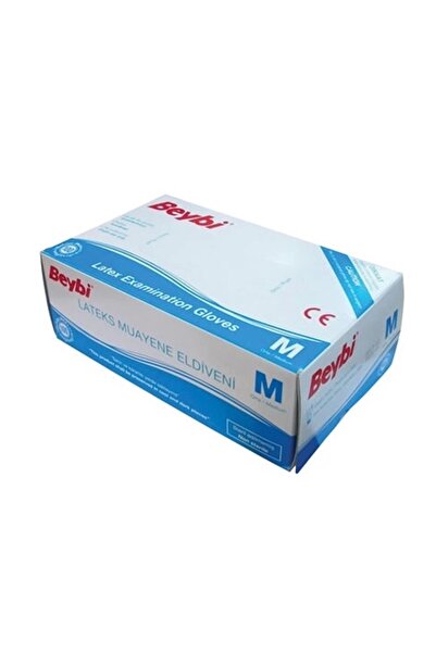 Beybi Lateks Pudralı (M) Medium Beden Muayene Eldiven 100lü Paket