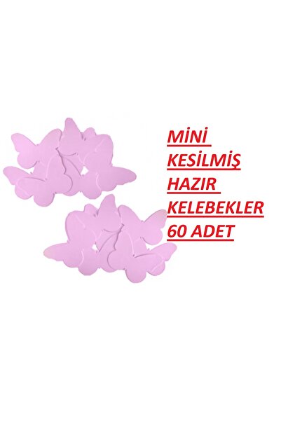 hediyehobihersey فراشة وردية صغيرة صالحة للأكل، فراشة جاهزة للتقطيع 60 قطعة