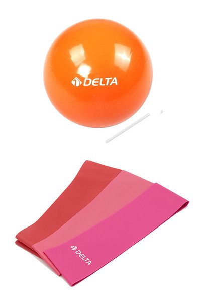 Delta 3 Pieces Pilates Band 3 Resistance Bands in Different Resistances, 20 cm Mini Balance Exercise Pilates Ball Set