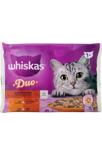Whiskas Duo Klasik Karma Lezzetler Kedi Yaş Maması 4'lü