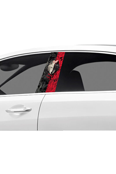 Çağlayan Reklam رقائق تغطية عمود باب السيارة بنمط الذئب (مجموعة يمين ويسار) (...