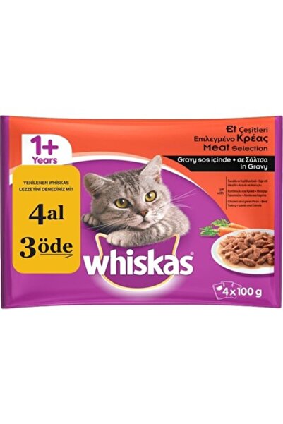 Whiskas Pouch Etli Seçenekler 4'lü Paket