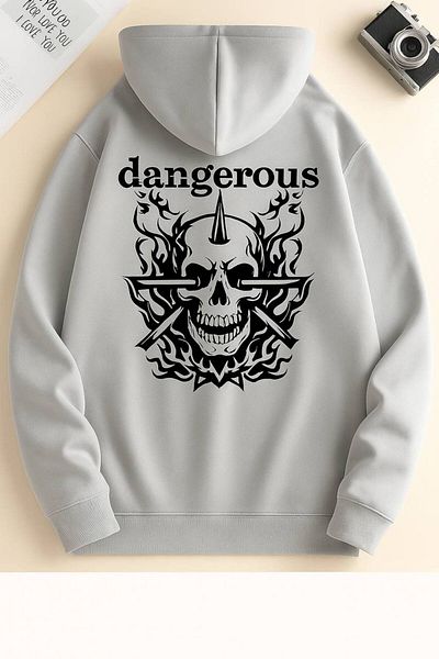 CLASSY.MODA Dangerous Skull Pattern Hooded Sweatshirt