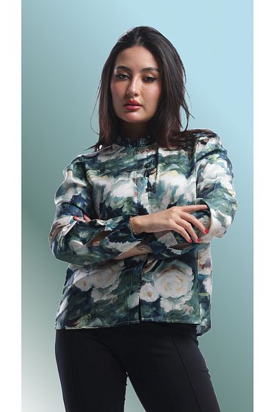 SUGA Floral silk shirt