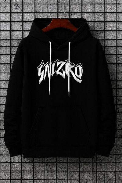 CLASSY.MODA Graffiti Text Printed Hooded Sweatshirt