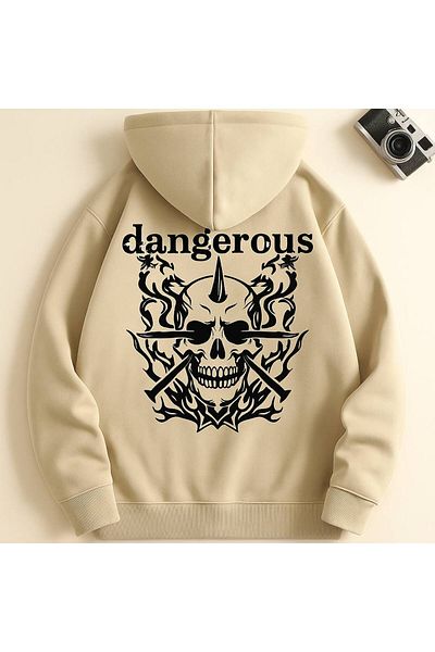 CLASSY.MODA Dangerous Skull Pattern Hooded Sweatshirt