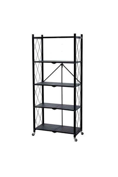 Mercaton Raft depozitare, MagicHome, metalic, pliabil, pe roti, 5 polite, neg...