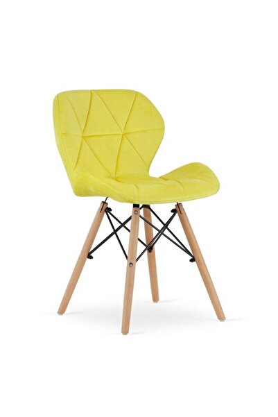 Mercaton Scaun în stil scandinav, Mercaton, Lago, catifea, lemn, galben, 4852...