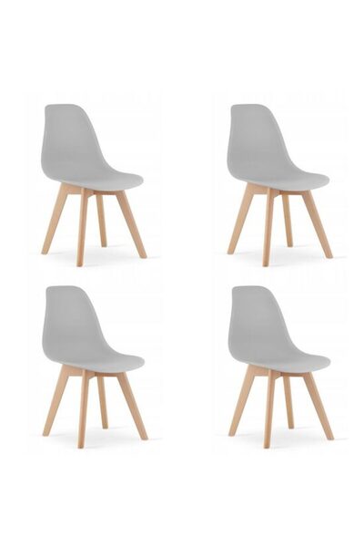 Mercaton Set de 4 scaune de bucătărie/living, Mercaton, Kito, PP, lemn, gri, 4654.580 cm